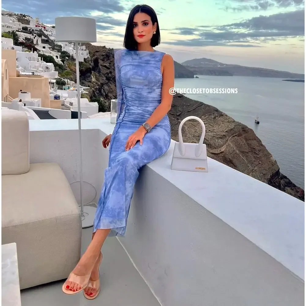 ZARA BLOGGER FAVE!!! Blue Fitted One-Sleeve Midi Dress NWT 💙 - Picture 13 of 16